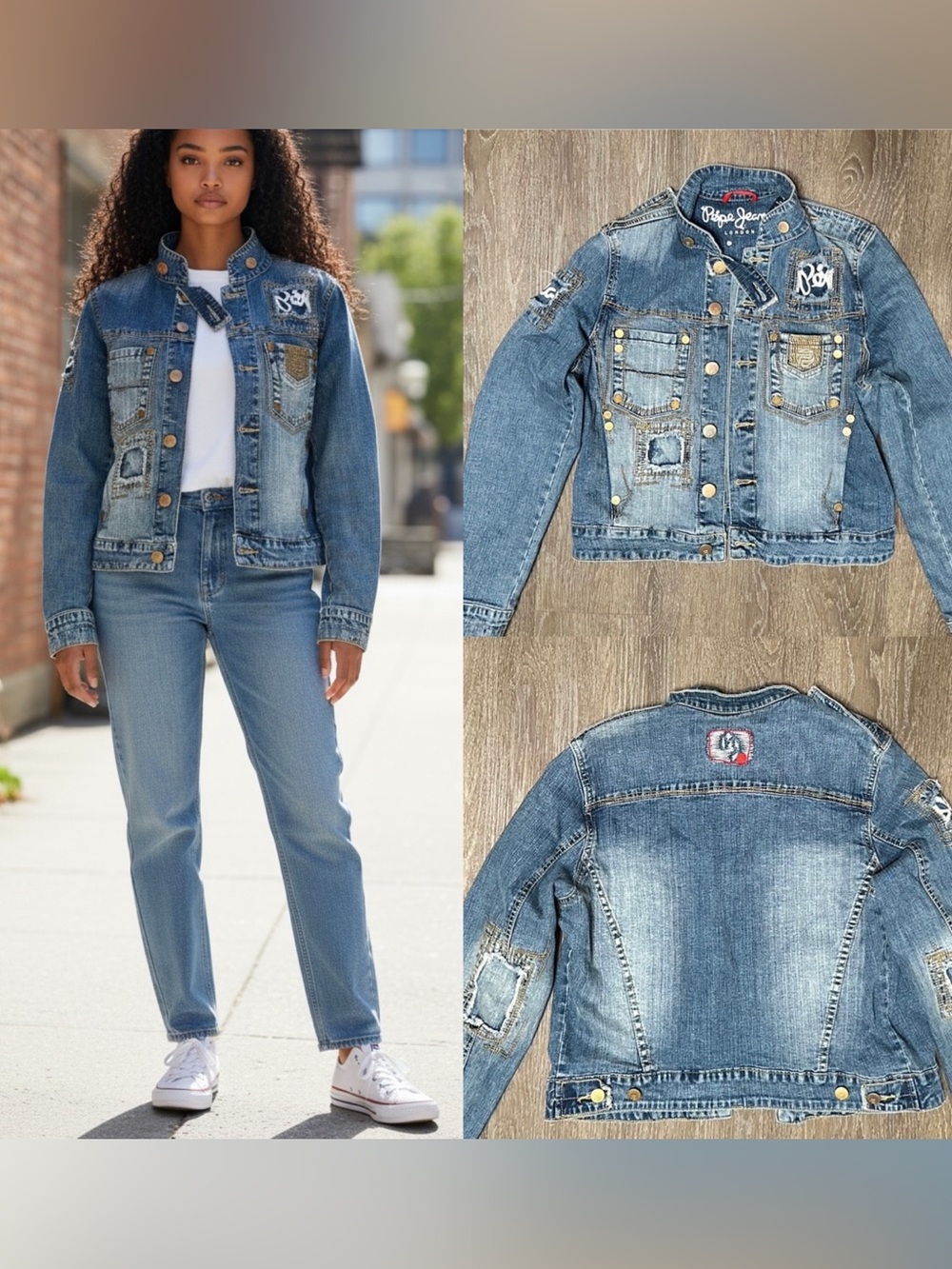 Vintage Pepe Jeans London
Denim Jacket  If Six Was
Nine Logo Y2k 90s Size Large